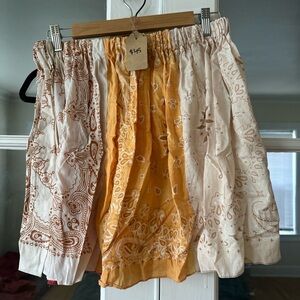 & Other Stories Orange and Cream Mini Skirt